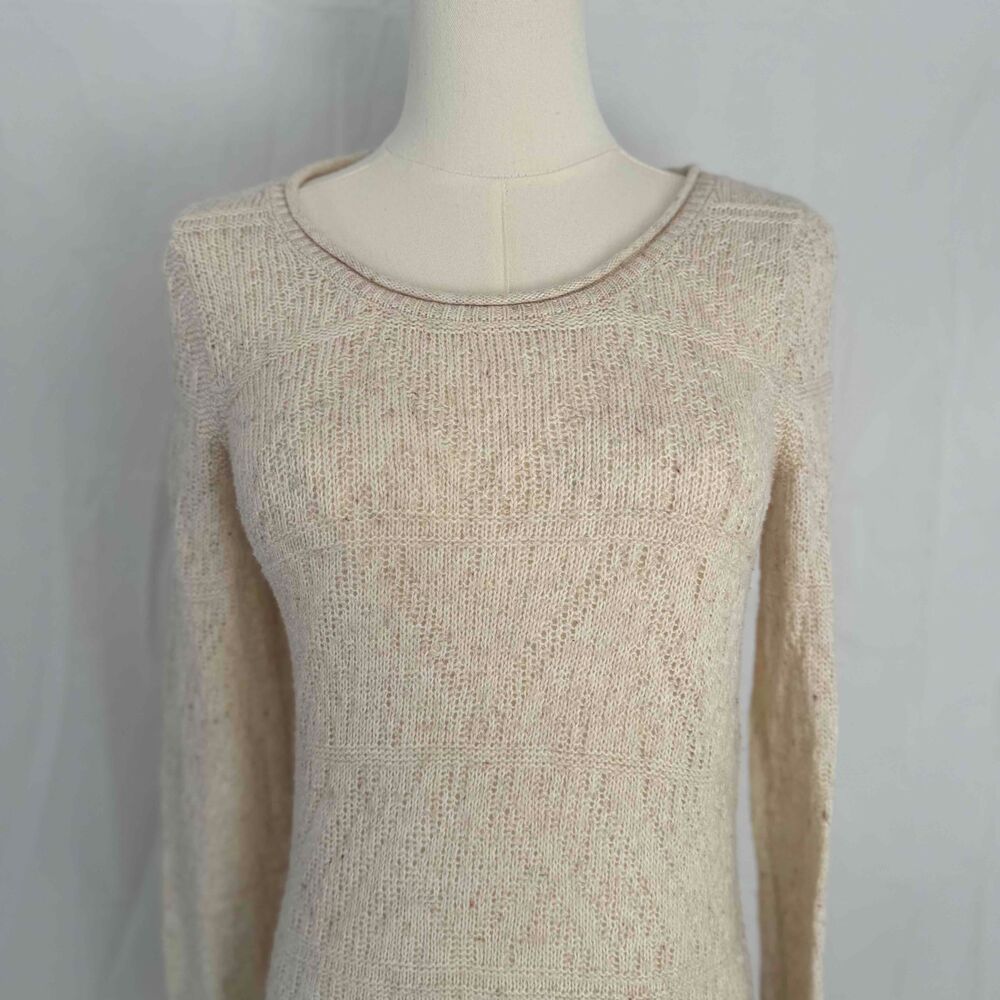 Moth Neutrals Fringe Trim Long Sleeve Pullover Sweater Womens XS - Picture 2 of 15